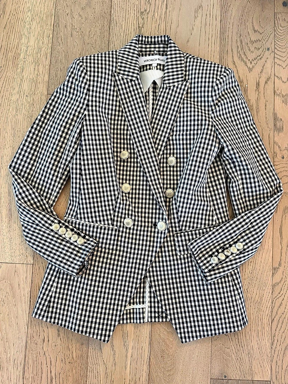 Veronica Beard Miller Gingham Dickey Jacket Black & White Size 4